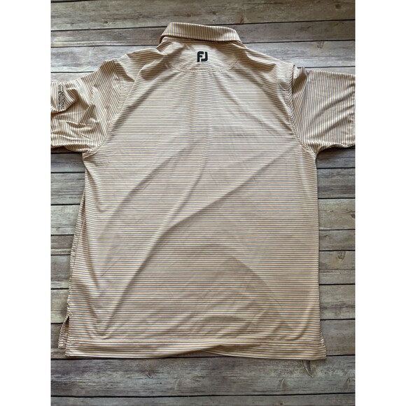 FootJoy FJ Golf Polo Shirt Men's Size L Short Sleeve PEACH STRIPES National - Picture 6 of 7
